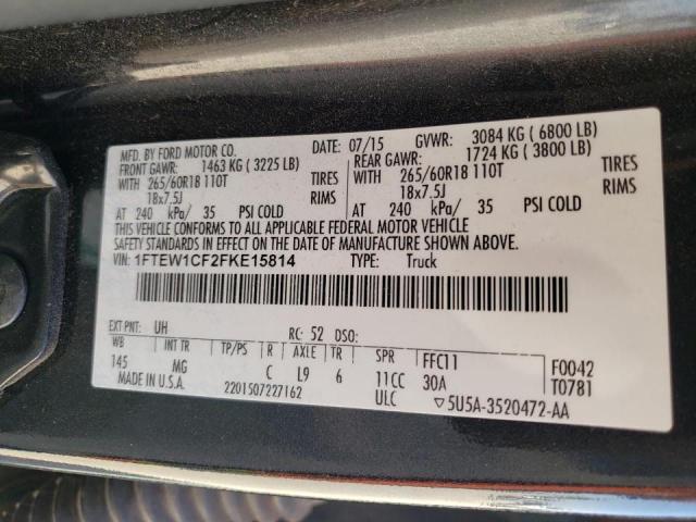 Photo 10 from auction – 2015 FORD F150 SUPER with VIN 1FTEW1CF2FKE15814