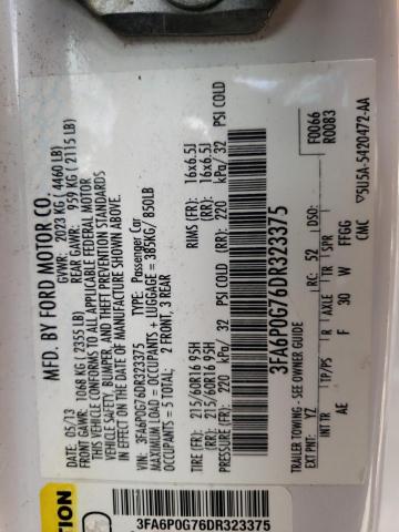 Photo 10 from auction – 2013 FORD FUSION S with VIN 3FA6P0G76DR323375