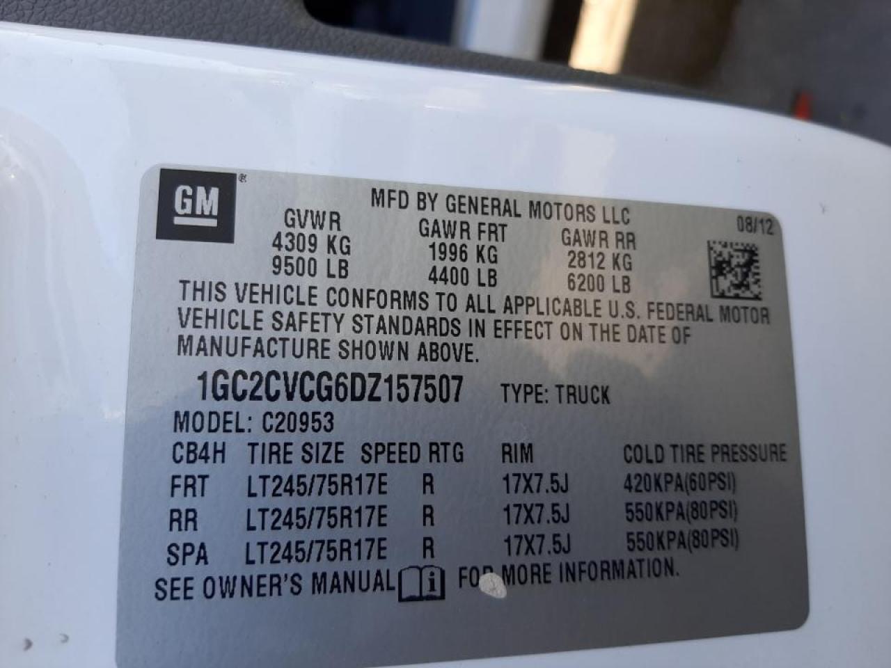 Photo 10 from auction – 2013 CHEVROLET SILVERADO with VIN 1GC2CVCG6DZ157507