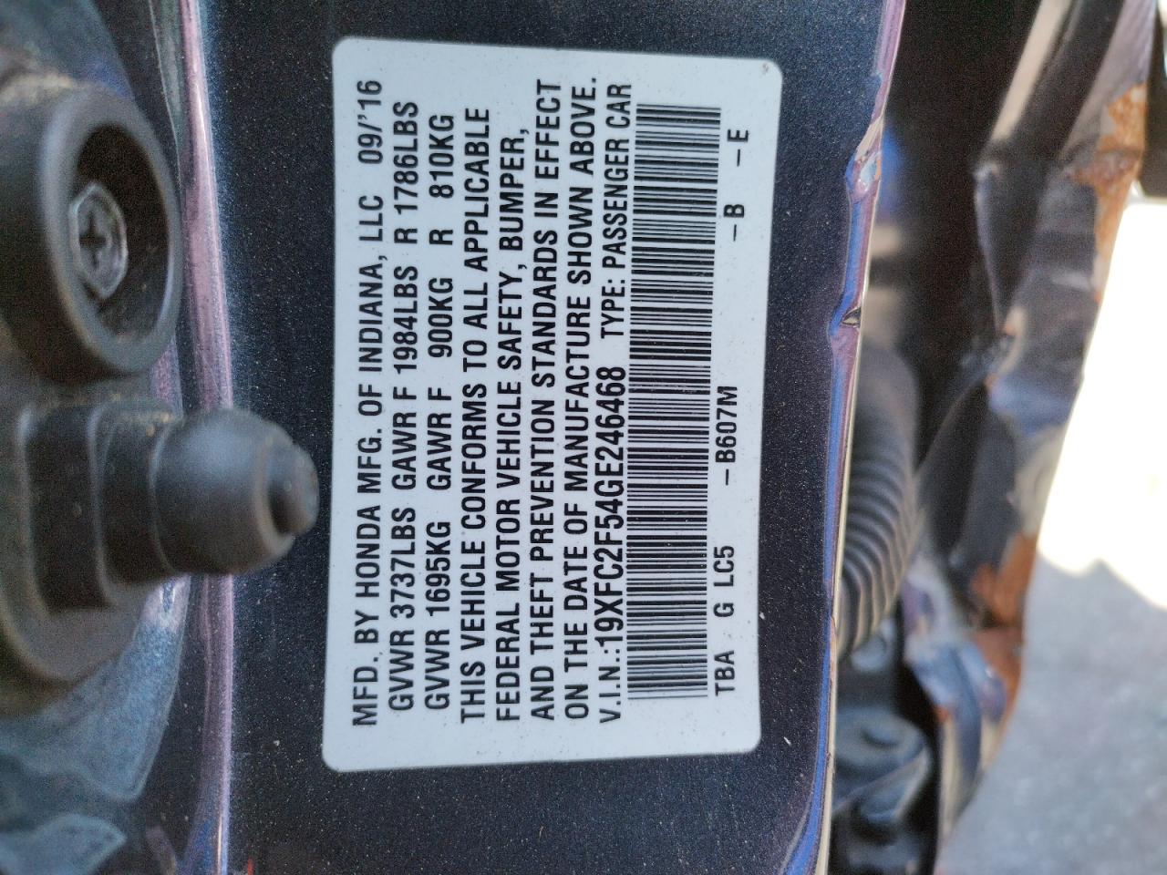 Photo 10 from auction – 2016 HONDA CIVIC LX with VIN 19XFC2F54GE246468