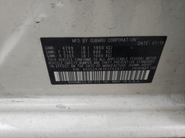 Photo 10 from auction – 2019 SUBARU IMPREZA SP with VIN 4S3GTAJ61K3752077