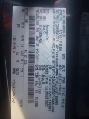 Photo 10 from auction – 2012 FORD FOCUS SE with VIN 1FAHP3F22CL148491