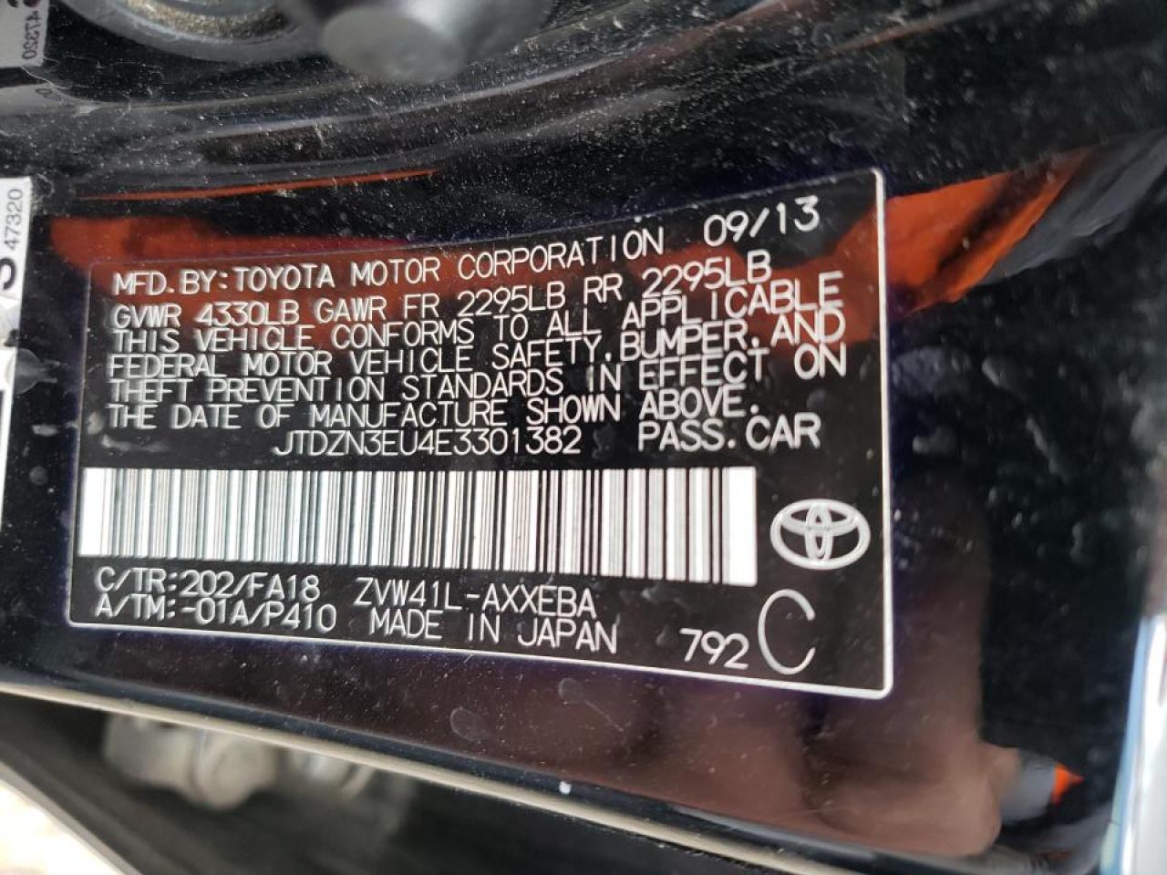 Photo 10 from auction – 2014 TOYOTA PRIUS V with VIN JTDZN3EU4E3301382