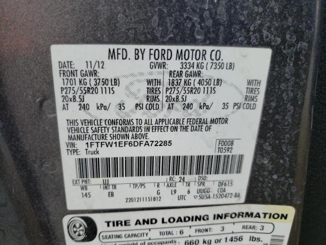 Photo 10 from auction – 2013 FORD F150 SUPER with VIN 1FTFW1EF6DFA72285