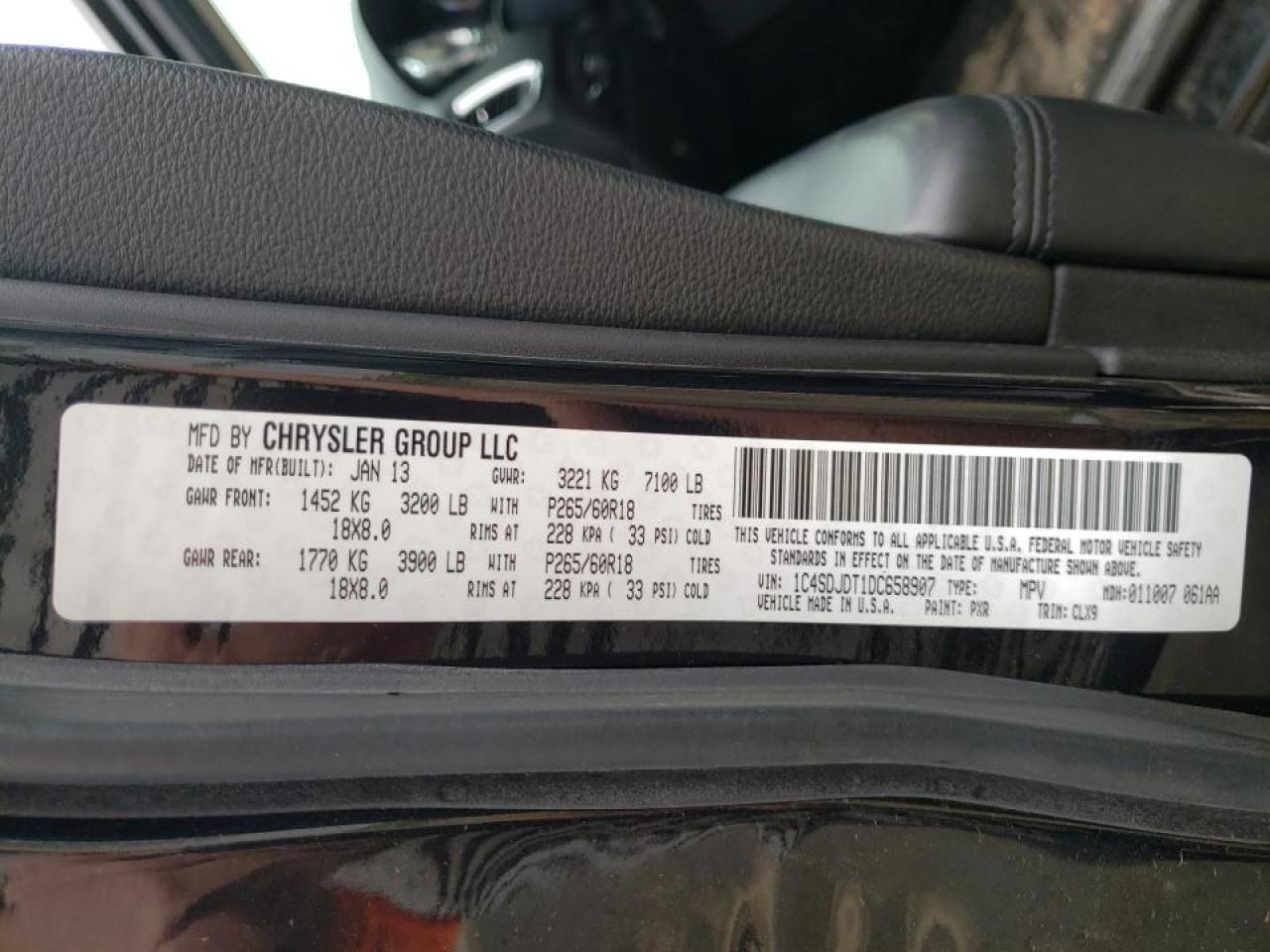 Photo 10 from auction – 2013 DODGE DURANGO CR with VIN 1C4SDJDT1DC658907