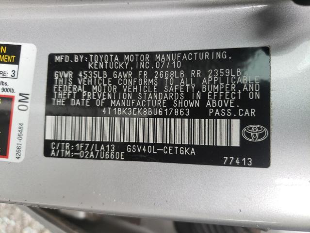 Photo 10 from auction – 2011 TOYOTA CAMRY SE with VIN 4T1BK3EK8BU617863