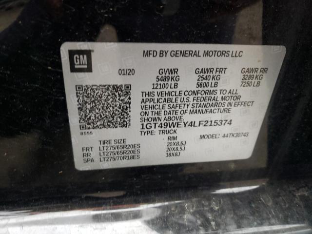 Photo 10 from auction – 2020 GMC SIERRA K35 with VIN 1GT49WEY4LF215374