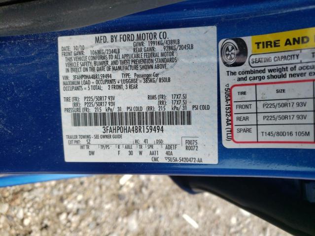 Photo 10 from auction – 2011 FORD FUSION SE with VIN 3FAHP0HA4BR159494