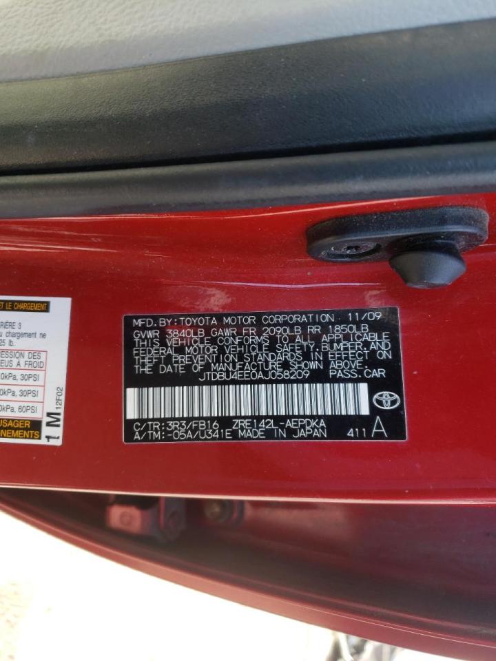 Photo 10 from auction – 2010 TOYOTA COROLLA BA with VIN JTDBU4EE0AJ058209