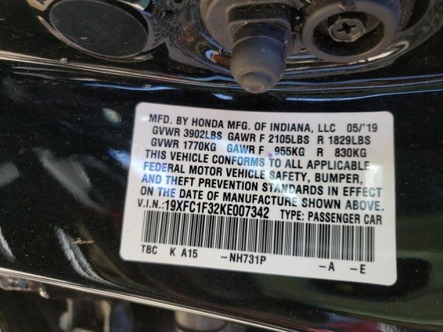 Photo 10 from auction – 2019 HONDA CIVIC EX with VIN 19XFC1F32KE007342