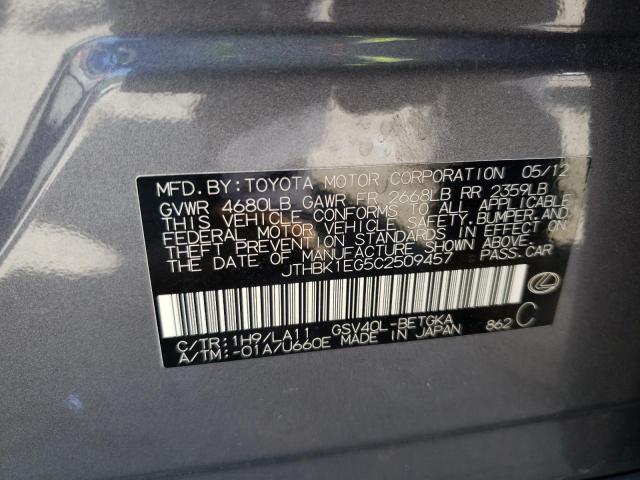 Photo 10 from auction – 2012 LEXUS ES 350 with VIN JTHBK1EG5C2509457