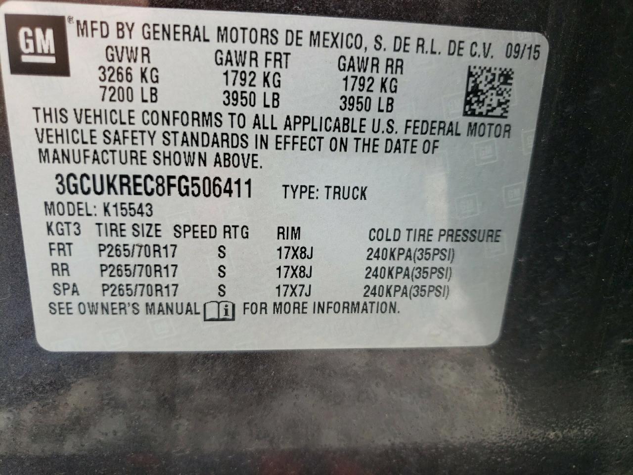 Photo 10 from auction – 2015 CHEVROLET SILVERADO with VIN 3GCUKREC8FG506411