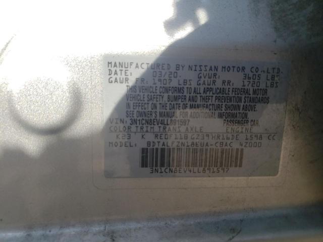 Photo 10 from auction – 2020 NISSAN VERSA SV with VIN 3N1CN8EV4LL891597