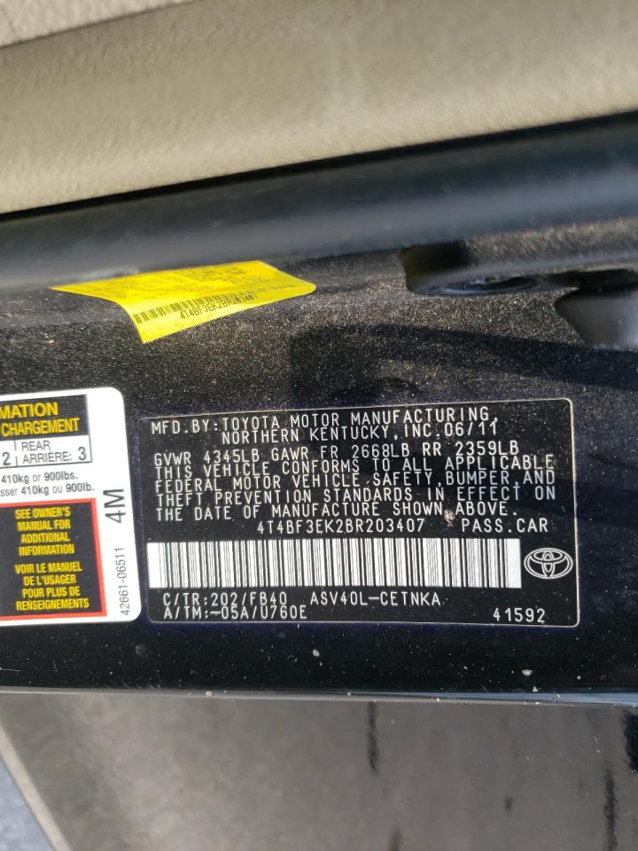 Photo 10 from auction – 2011 TOYOTA CAMRY BASE with VIN 4T4BF3EK2BR203407