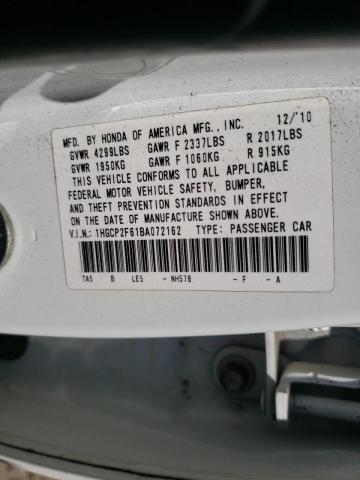 Photo 10 from auction – 2011 HONDA ACCORD SEI with VIN 1HGCP2F61BA072162