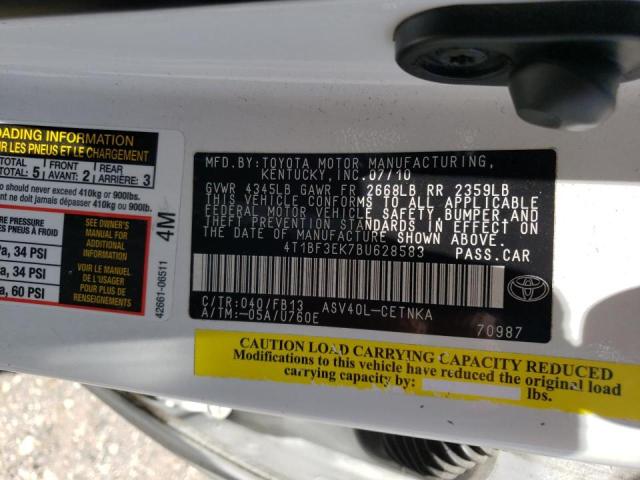 Photo 10 from auction – 2011 TOYOTA CAMRY BASE with VIN 4T1BF3EK7BU628583