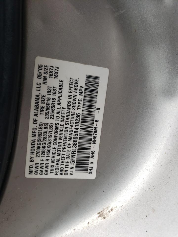 Photo 10 from auction – 2005 HONDA ODYSSEY EX with VIN 5FNRL38605B418236