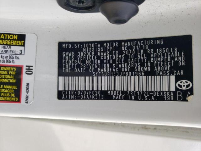 Photo 10 from auction – 2018 TOYOTA COROLLA with VIN 5YFBURHE3JP801966