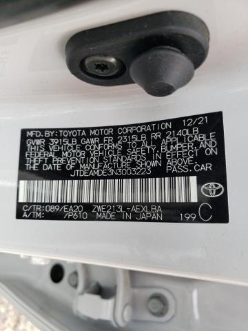 Photo 10 from auction – 2022 TOYOTA COROLLA LE with VIN JTDEAMDE3N3003223