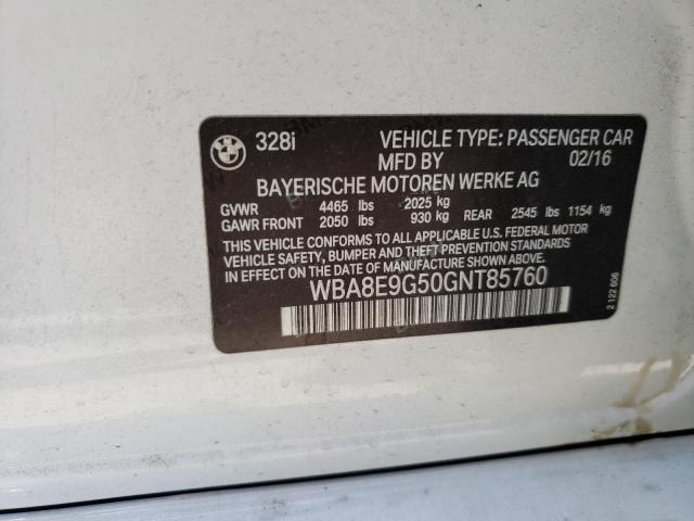 Photo 10 from auction – 2016 BMW 328 I SULE with VIN WBA8E9G50GNT85760