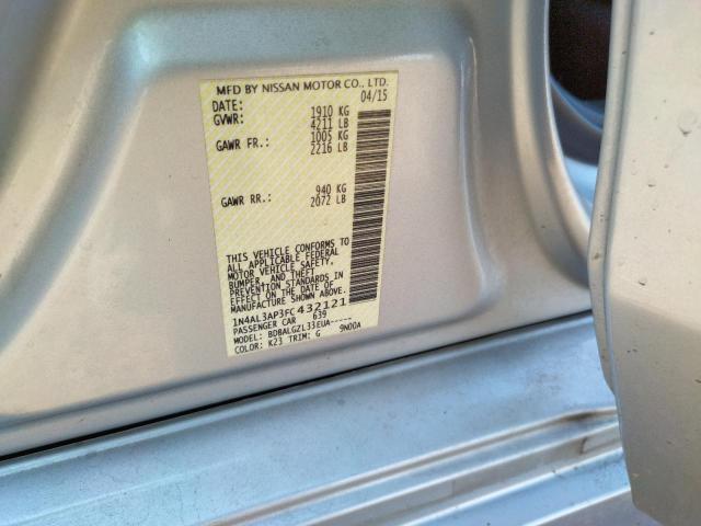 Photo 10 from auction – 2015 NISSAN ALTIMA 2.5 with VIN 1N4AL3AP3FC432121