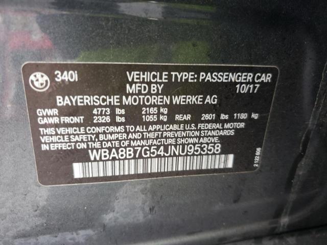 Photo 10 from auction – 2018 BMW 340 XI with VIN WBA8B7G54JNU95358