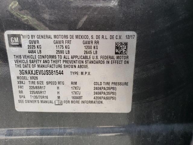 Photo 10 from auction – 2018 CHEVROLET EQUINOX LT with VIN 3GNAXJEV0JS581544