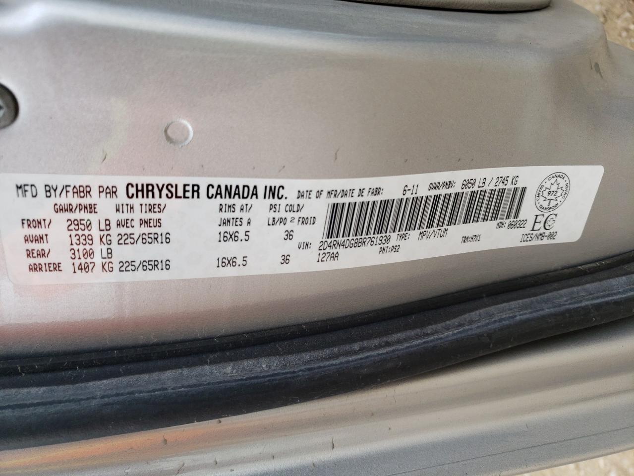 Photo 10 from auction – 2011 DODGE GRAND CARA with VIN 2D4RN4DG8BR761930