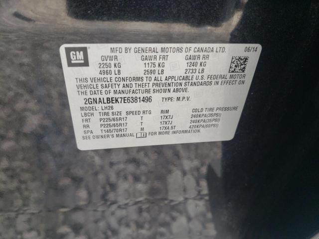 Photo 10 from auction – 2014 CHEVROLET EQUINOX LT with VIN 2GNALBEK7E6381496