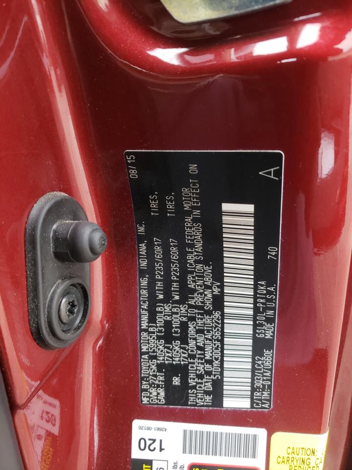 Photo 10 from auction – 2015 TOYOTA SIENNA XLE with VIN 5TDYK3DC5FS652296