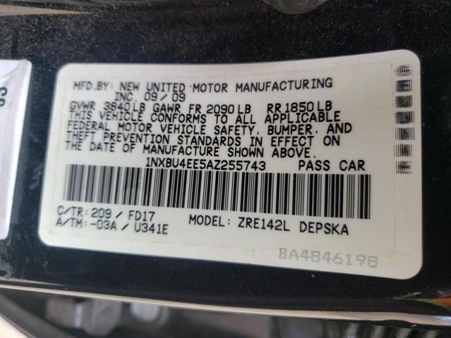 Photo 10 from auction – 2010 TOYOTA COROLLA BA with VIN 1NXBU4EE5AZ255743