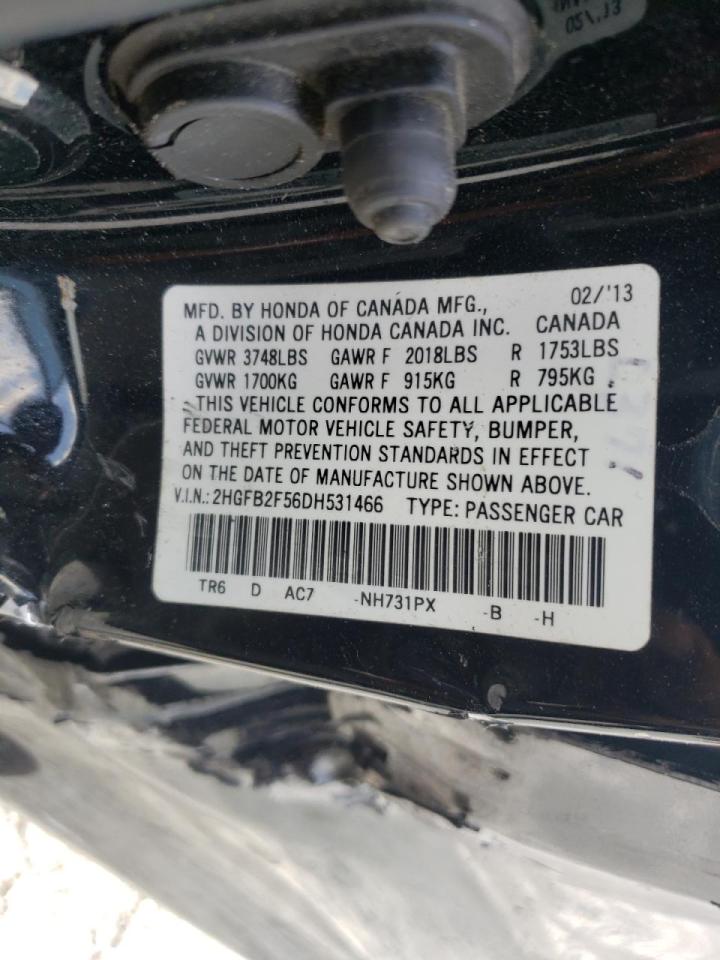 Photo 10 from auction – 2013 HONDA CIVIC LX with VIN 2HGFB2F56DH531466