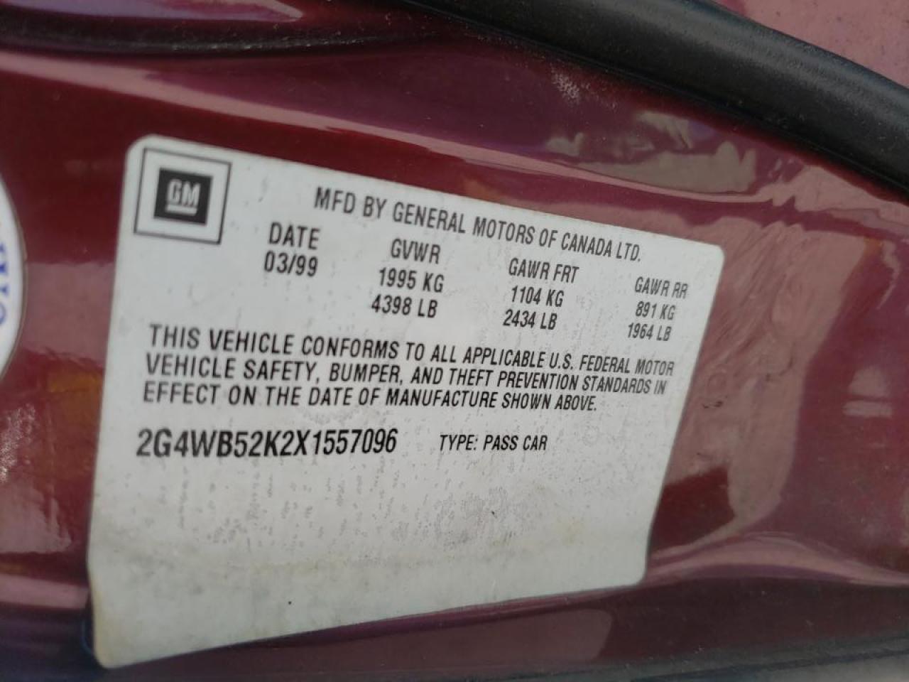 Photo 10 from auction – 1999 BUICK REGAL LS with VIN 2G4WB52K2X1557096