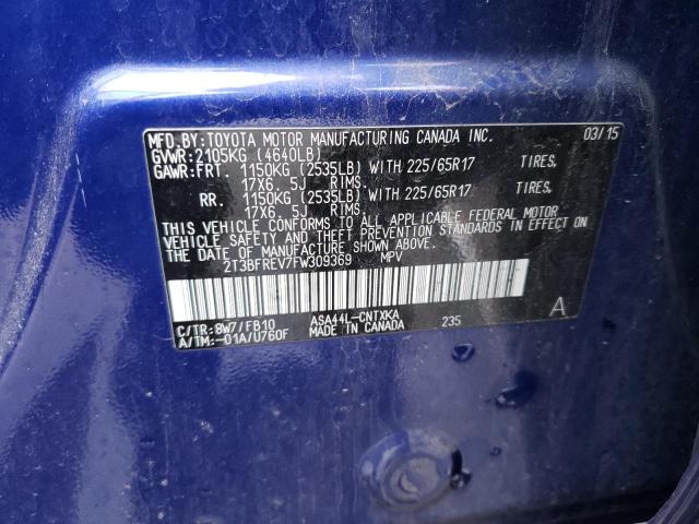Photo 10 from auction – 2015 TOYOTA RAV4 LE with VIN 2T3BFREV7FW309369