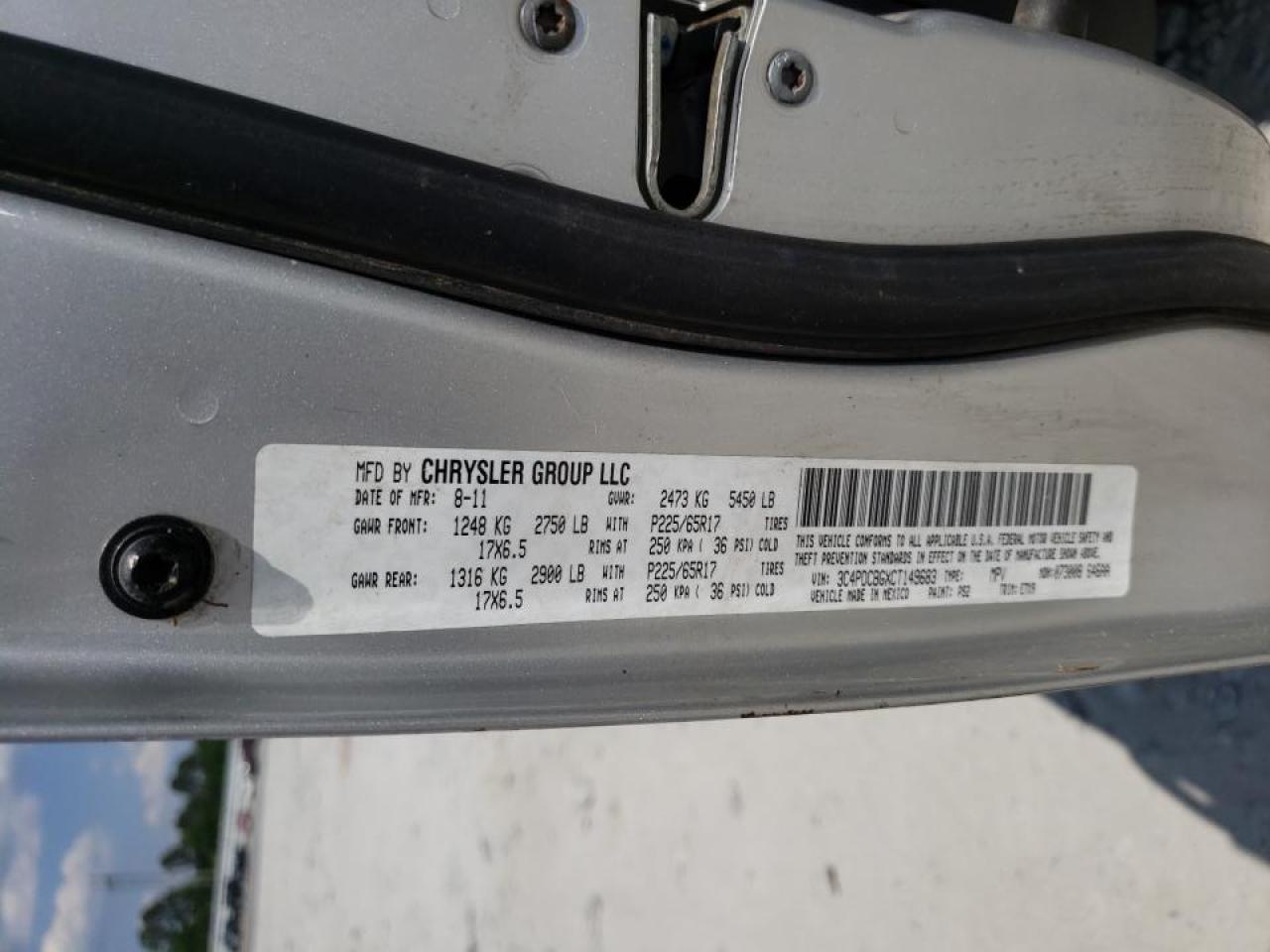 Photo 10 from auction – 2012 DODGE JOURNEY SX with VIN 3C4PDCBGXCT149683