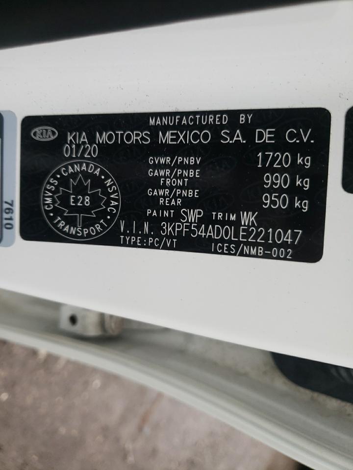 Photo 10 from auction – 2020 KIA FORTE EX with VIN 3KPF54AD0LE221047