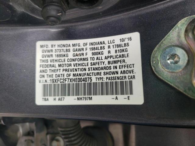 Photo 10 from auction – 2017 HONDA CIVIC EX with VIN 19XFC2F7XHE004075