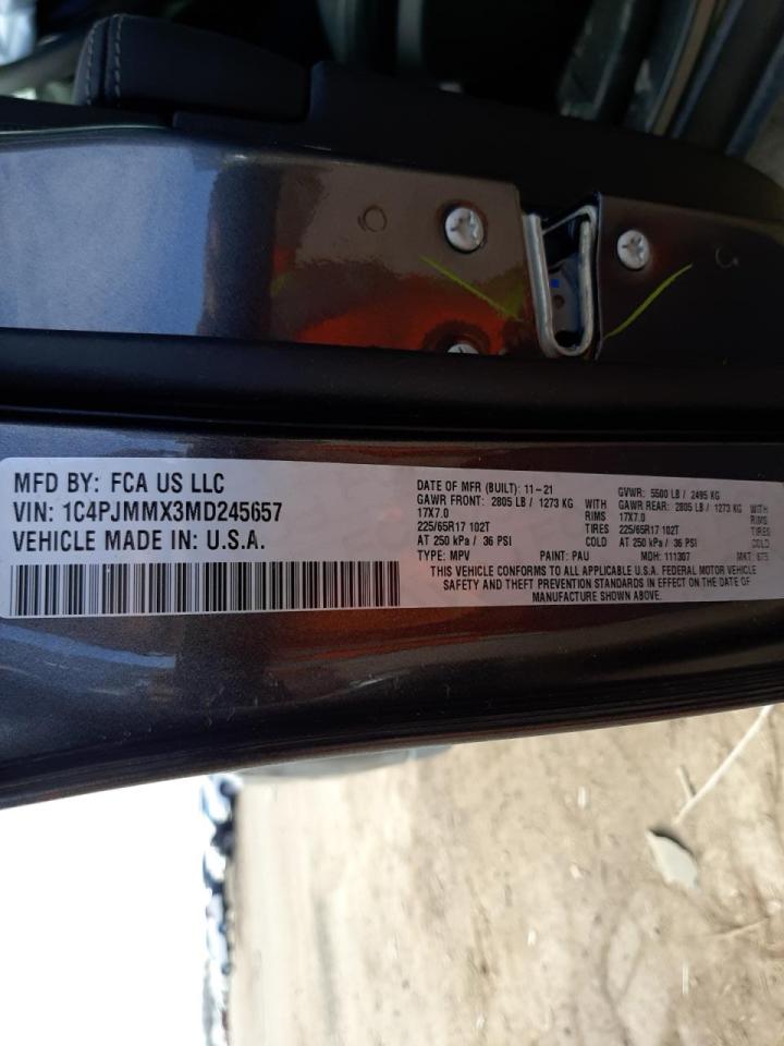 Photo 10 from auction – 2021 JEEP CHEROKEE L with VIN 1C4PJMMX3MD245657