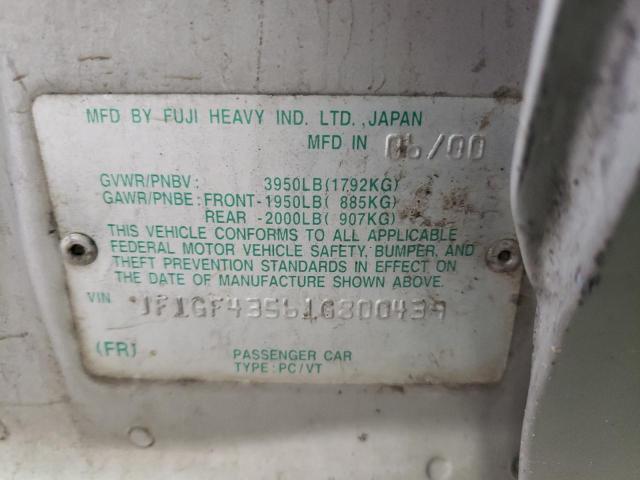 Photo 10 from auction – 2001 SUBARU IMPREZA L with VIN JF1GF43561G800439