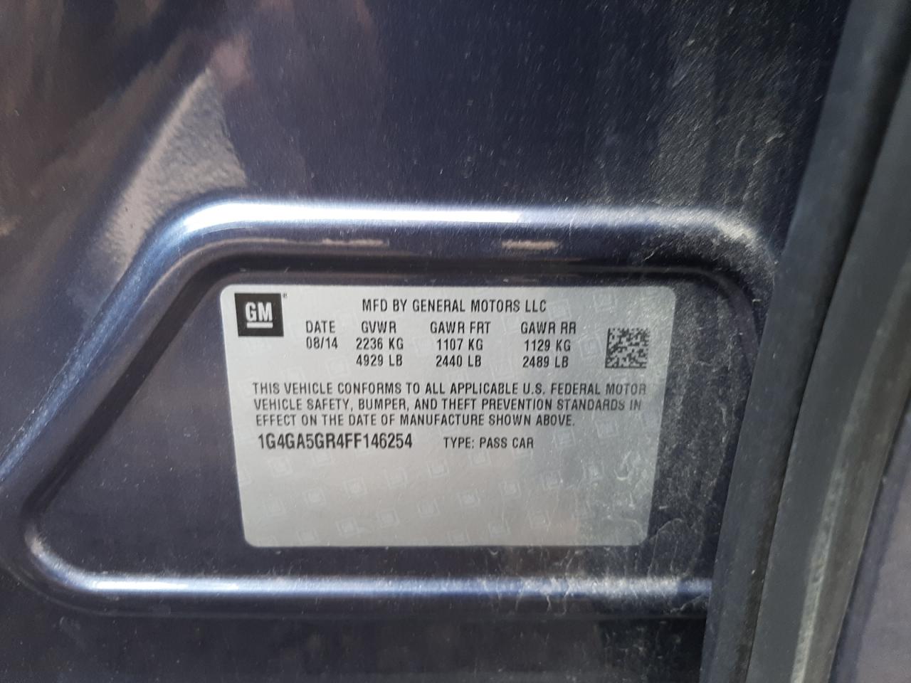 Photo 10 from auction – 2015 BUICK LACROSSE with VIN 1G4GA5GR4FF146254