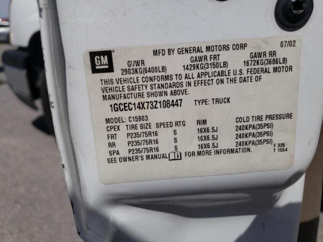 Photo 10 from auction – 2003 CHEVROLET SILVERADO with VIN 1GCEC14X73Z108447