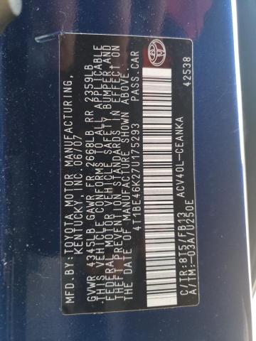 Photo 10 from auction – 2007 TOYOTA CAMRY CE with VIN 4T1BE46K27U175293