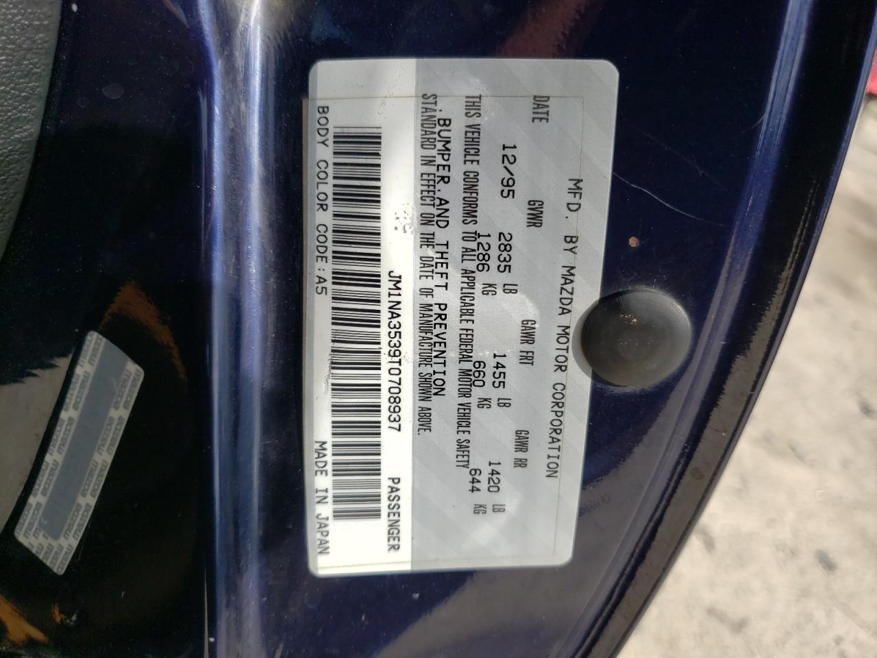 Photo 10 from auction – 1996 MAZDA MIATA with VIN JM1NA3539T0708937