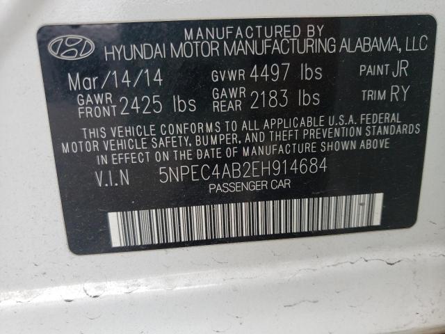 Photo 10 from auction – 2014 HYUNDAI SONATA SE with VIN 5NPEC4AB2EH914684