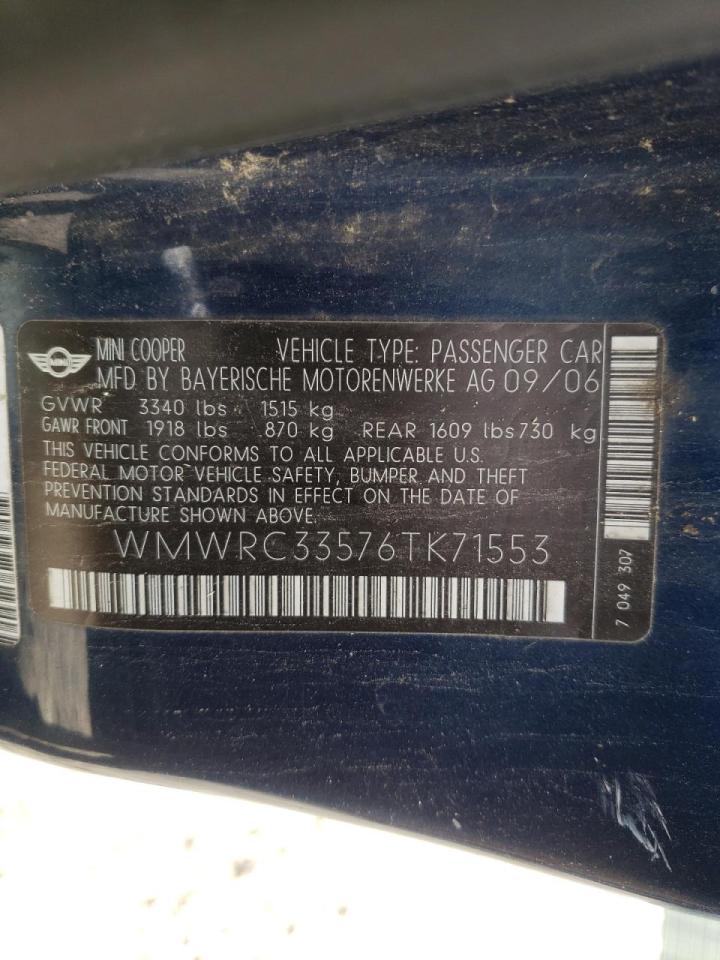 Photo 10 from auction – 2006 MINI COOPER with VIN WMWRC33576TK71553