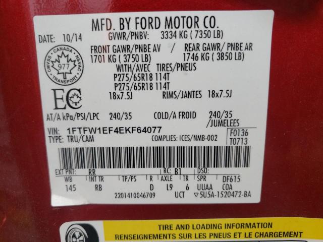 Photo 10 from auction – 2014 FORD F150 SUPER with VIN 1FTFW1EF4EKF64077