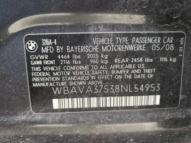 Photo 10 from auction – 2008 BMW 328 I with VIN WBAVA37538NL54953