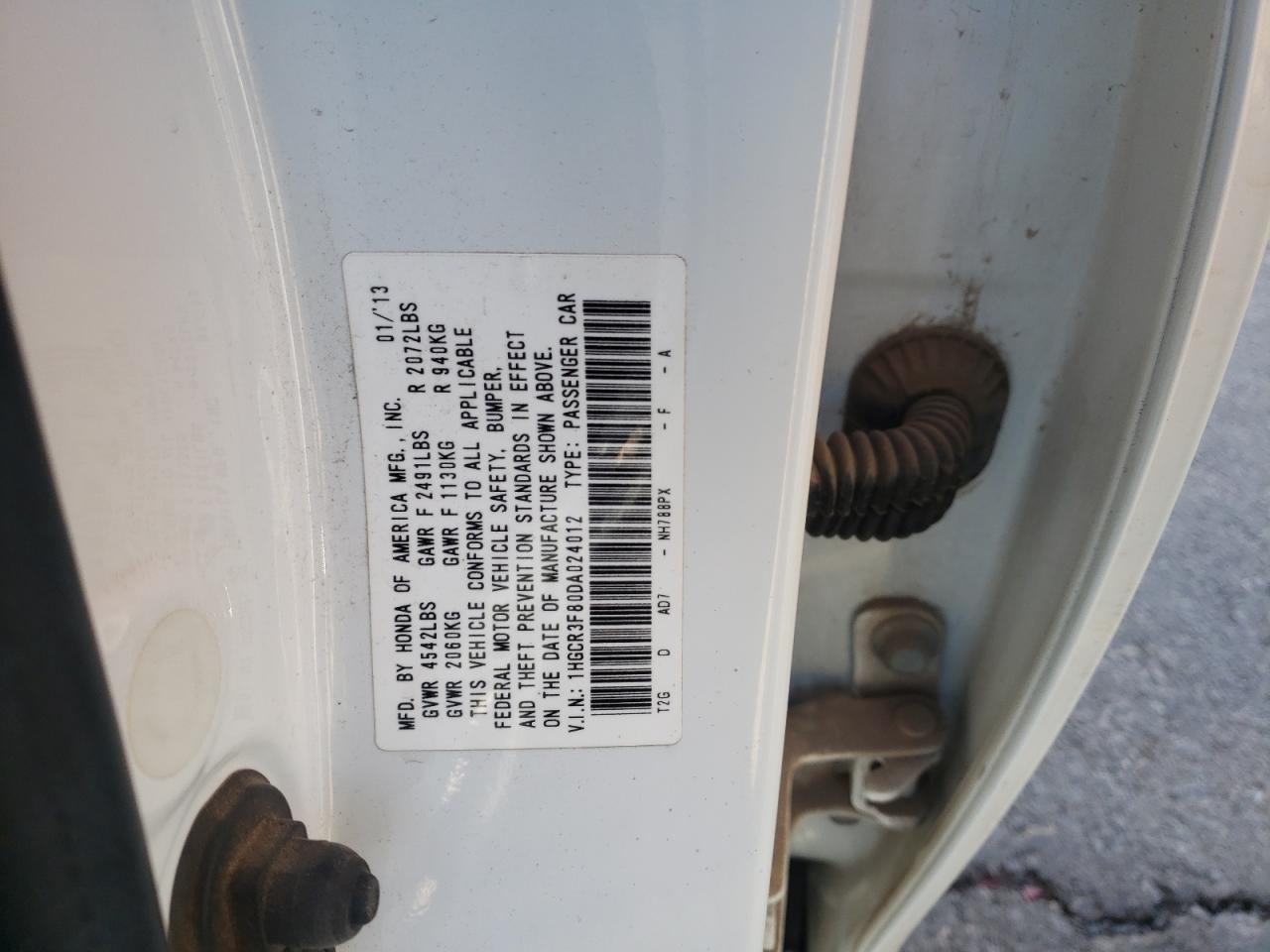 Photo 10 from auction – 2013 HONDA ACCORD EXL with VIN 1HGCR3F80DA024012