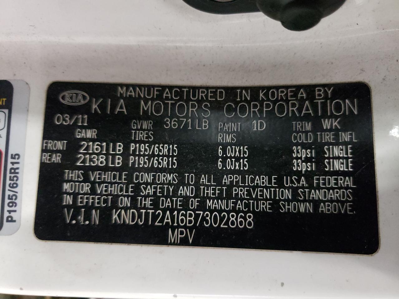 Photo 10 from auction – 2011 KIA SOUL with VIN KNDJT2A16B7302868