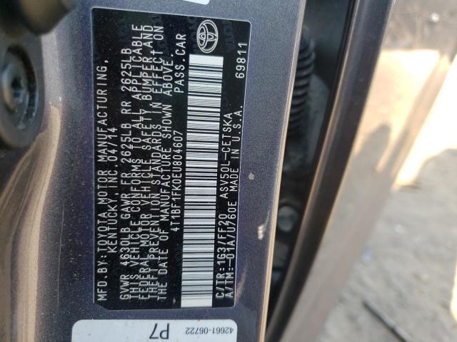 Photo 10 from auction – 2014 TOYOTA CAMRY L with VIN 4T1BF1FK0EU804607